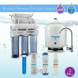 10 Stage Home Undersink Alkaline + Reverse Osmosis RO Mix Housing System 50 GPD