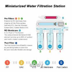 100 GPD 5 Stage Reverse Osmosis Water Filtration System Undersink Filter