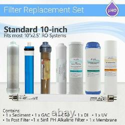 12 Stage RO System Filter Set 5 in1 Alkaline DI, UV 2 Pins Bulb + Membrane