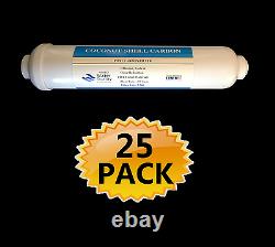 25PC INLINE POST CARBON FILTER 2x10 REVERSE OSMOSIS WATER Fridge, Icemaker IL10