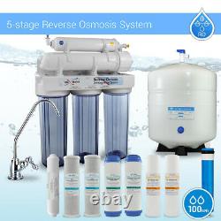 5 Stage Drinking Reverse Osmosis System + Extra Full Set- 4 Water Filter 100 GPD