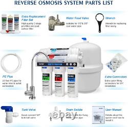 5-Stage Reverse Osmosis Water Filtration System 100GPD Fast Flow plus Extra 4 Fi
