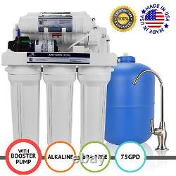 APEX MR-6075P 6 Stage 75GPD Booster Pump pH+ Reverse Osmosis Water Filter System