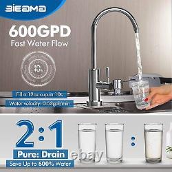 BIEAMA Reverse Osmosis Water Filtration System, 600 GPD 21 Pure to Drain Faucet