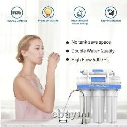 Hikins Reverse Osmosis Water Filter Systems RO-600G Tankless Under Sink 5 Stage