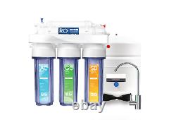 Oceanic 5 Stage 100 GPD RO Reverse Osmosis Water Filter System Clear Housing USA