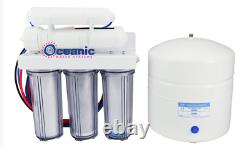 Oceanic 5 Stage RO 50 GPD Reverse Osmosis Water Filter System with Clear Housing