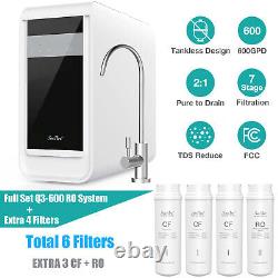 Q3-600 GPD Tankless Reverse Osmosis RO Water Filter System Extra 3CF+RO Filters