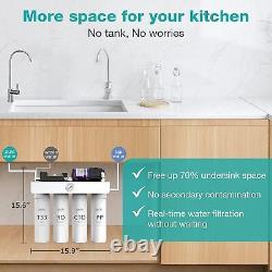 SimPure T1-400 GPD 5 Stage UV Reverse Osmosis RO Water Filter System Under Sink