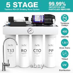SimPure T1-400 GPD UV Reverse Osmosis Tankless Drinking Water Filtration System