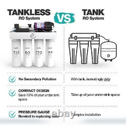 SimPure T1-400 Tankless Reverse Osmosis Water Filter System Under Sink UV Light