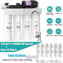 SimPure T1-400GPD 8 Stage UV Reverse Osmosis System Alkaline pH+ 18 Water Filter