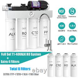 SimPure T1-400GPD 8-Stage UV Reverse Osmosis System Alkaline pH+ 8 Water Filters