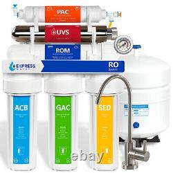 Ultraviolet Reverse Osmosis Water Filtration System RO UV with Gauge 100 GPD